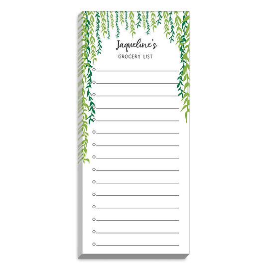 Vines Grocery List Lined Long Notepad